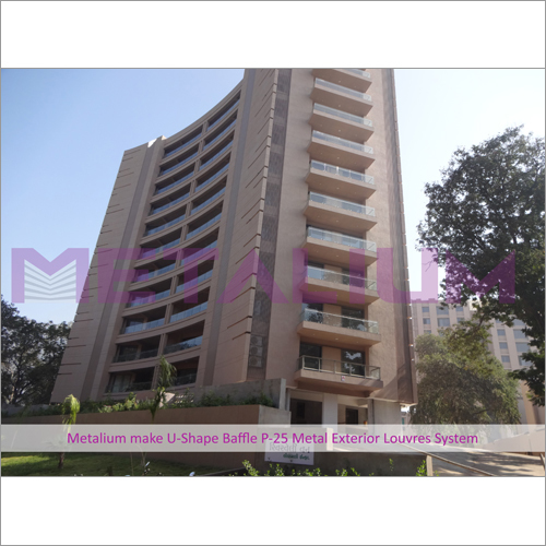 Metalium Make U-Shape Baffle P-25 Metal Exterior Louvres System