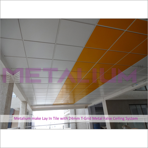 Metalium Make Lay in Tile with 24 mm T-Grid Metal False Ceiling System