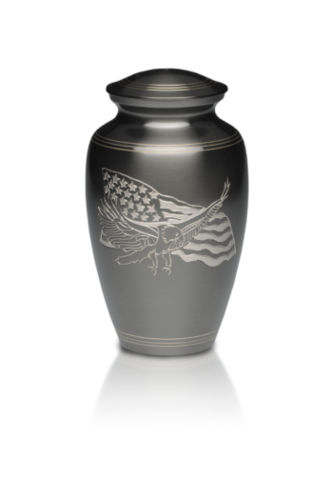 American Eagle & Flag Brass Urn