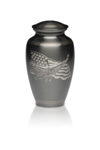 Black American Eagle & Flag Brass Urn