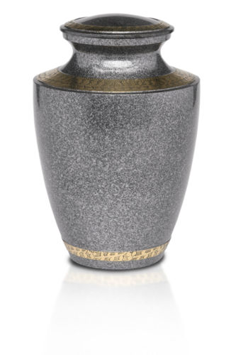 Brass Cremation Urn in Speckled Black with Brass Detail