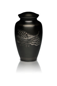Brass Cremation Urn in Pewter Finish with Engraved Base
