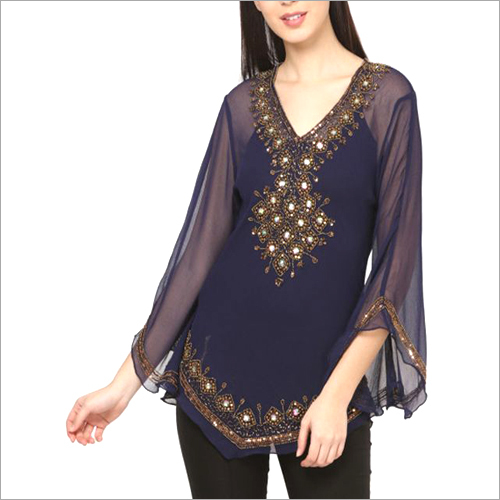 Embroidered Net Top