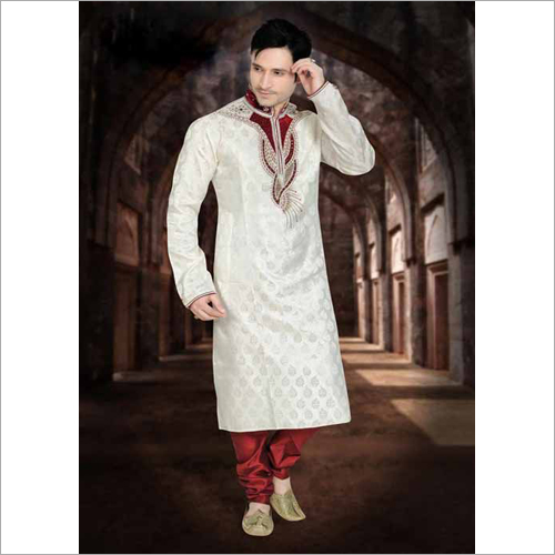 No Fade Mens Embroidered Work Sherwani