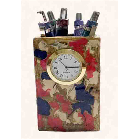 Pen Stand With Watch And Mobile Holder Design Type: Hand Building