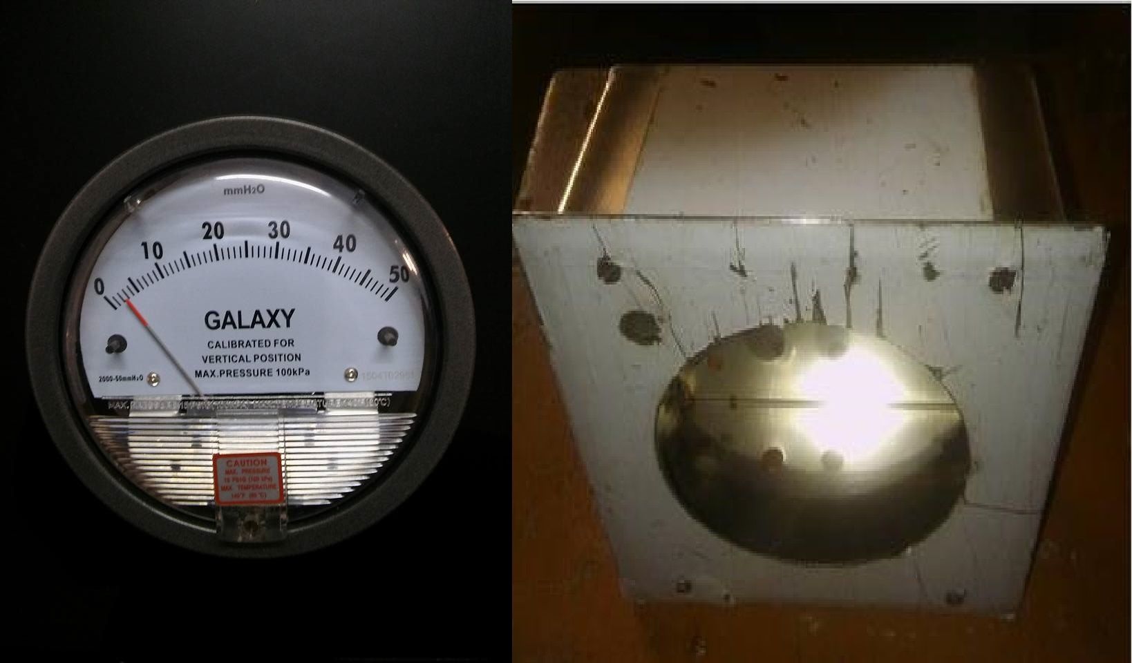 Galaxy Magnehelic Gauge Model G2000-100MM Range 0-100 MM WC