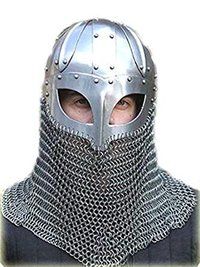 Viking Helmet Battle Armor 18G Steel and Chainmail