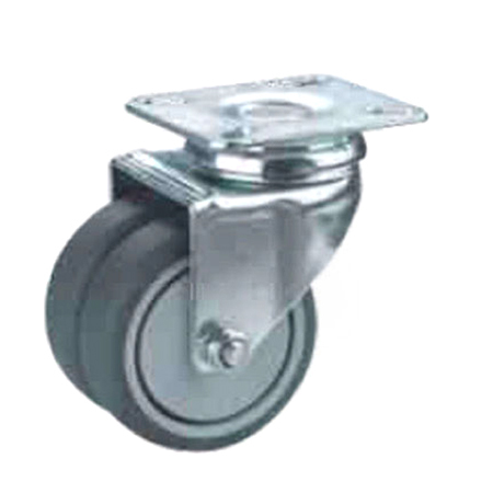 Light Duty Thermo Plastic Rubber Grey Twin Caster Wheel