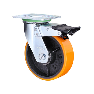 Heavy Duty Orange - Red Polyurethene With CI Core DBB Caster Wheels