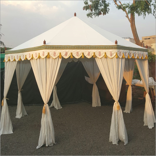Outdoor Mandap Tent - Cotton, Customized Size, Ivory White | Spacious, Water Proof, Easy to Install, High Capacity for 5+ Person