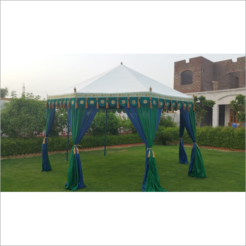 White & Green Decorative Hexagon Outdoor Tent
