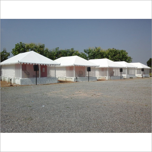 Outdoor House Tent - Cotton, Customized Size, Elegant White, Plain Design, Unique Patterns, 5+ Person Capacity, Single Layer, Wood & Aluminum Poles