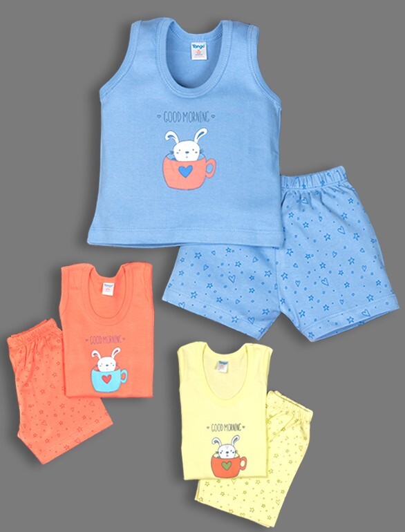 TANGO BABA SUIT - Cotton Blend, Sizes M-L-XL-S, Vibrant Red & Yellow with Playful Prints, Washable Ethnic Style for Boys Aged 2-8