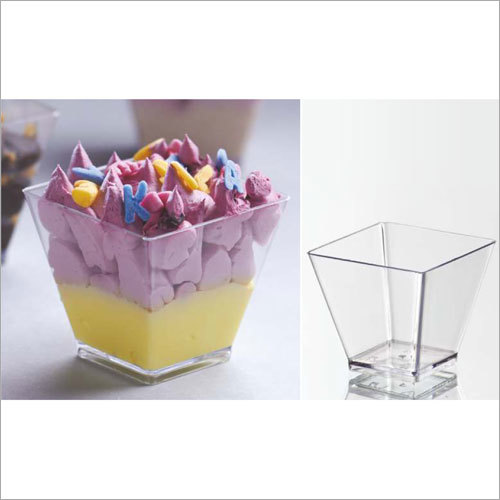 Crystal Products - Plastic 100ml Clear Square Container | Durable, Elegant Design, Easy Use, Food Safe, Stackable, Ideal for Dessert Serving