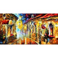 Abstract Painting - 20x14 Inches With Frame , Wooden Brown Frame, Traditional Water Color On Canvas