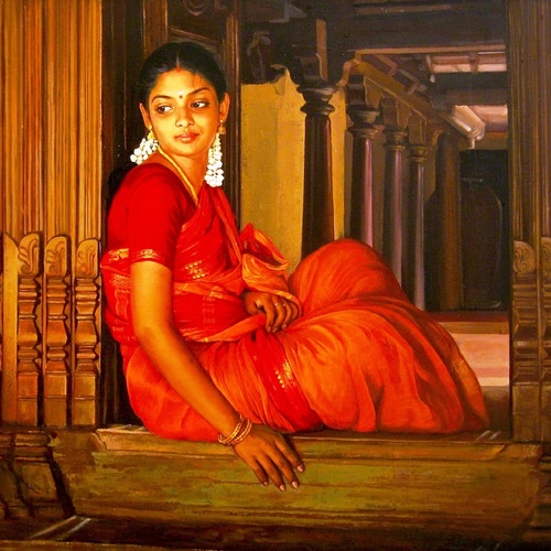 Brown Lady Artistic Painting Square