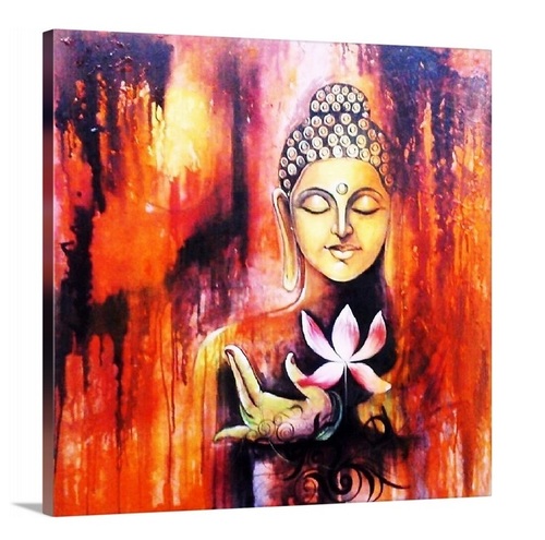 Wooden Brown Buddha Square Painting