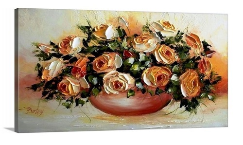 Wooden Brown Flower Pot Painting