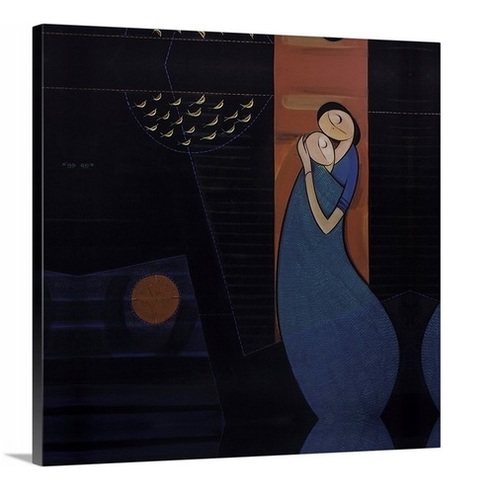 Artistic Painting Set - 20x14 Inch with Wooden Brown Frame | Traditional Water Color on Gallery Wrapped Canvas