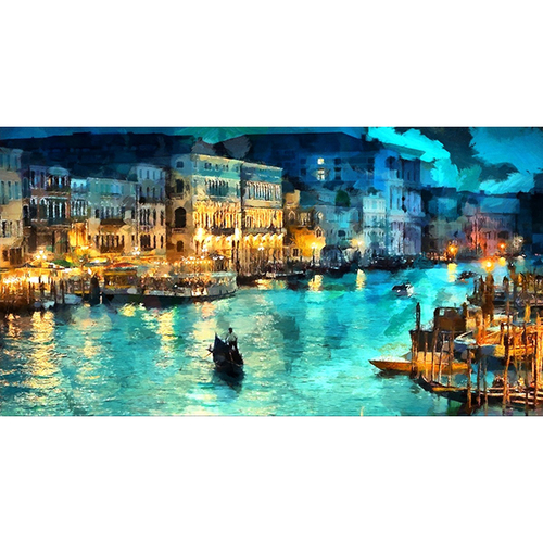 Beautiful Vennis River Painting - Watercolor on Canvas, 20x14 Inch with Wooden Brown Frame | Traditional Style with Enhanced Aesthetic Appeal