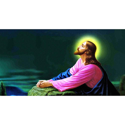 Wooden Brown Lord Jesus Painting In Dhyan Mudra