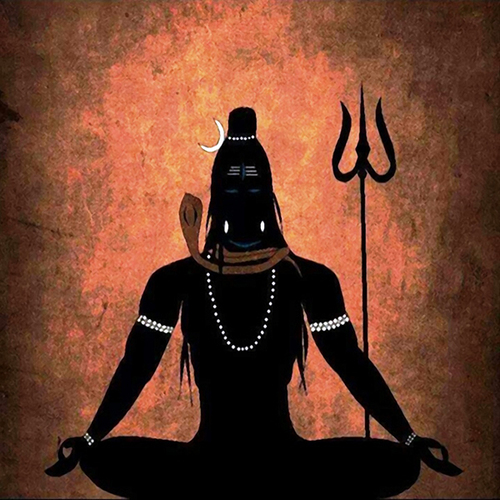 Wooden Brown Lord Shiva Painting Square