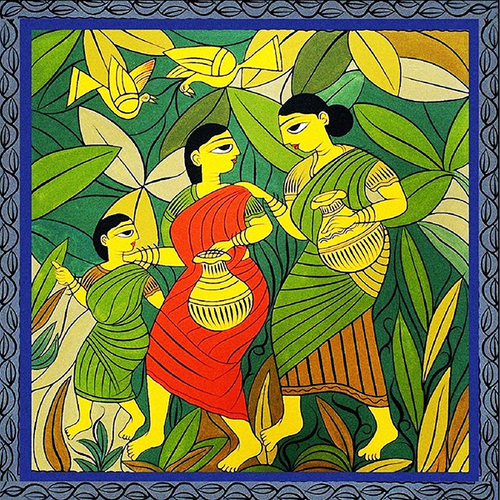 Wooden Brown Beautiful Madhubani Painting