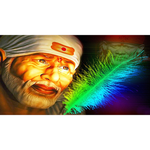 Wooden Brown Sai Baba Painting On Canvas