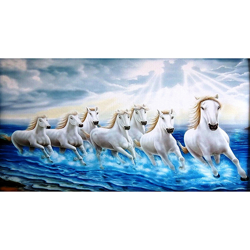 White Running Seven Horses on water as per VASTU