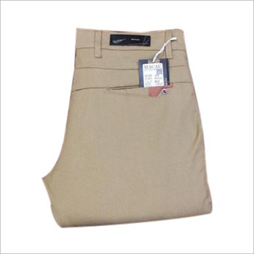 Mens Beige Plain Trouser - Pure Cotton Fabric, Regular Length, Available Sizes 28-36 | Ideal for All-Season Comfort and Style