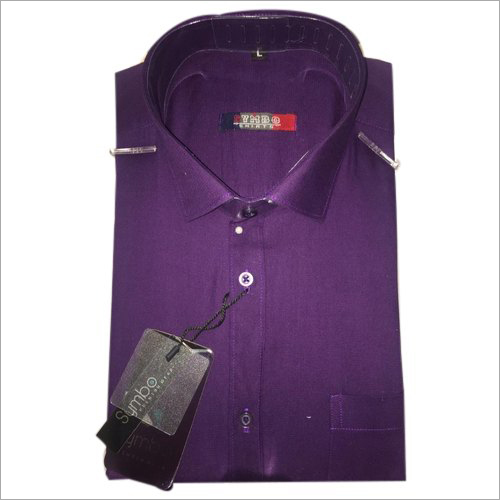 Mens Plain Cotton Shirt - Cotton, All Standard Sizes, Purple, Full Sleeves | Bead Closure, Washable, Dry Clean, No Fade, For All Seasons