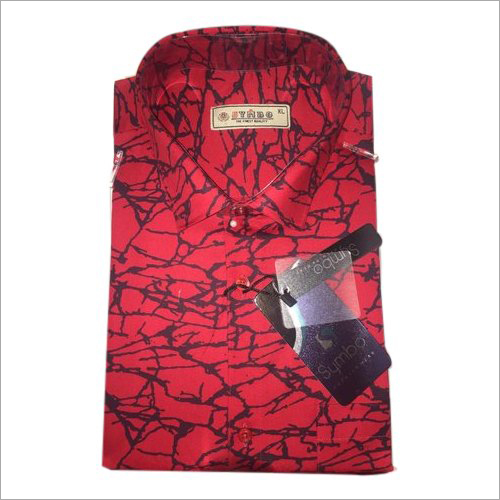 Red Mens Cotton Shirt