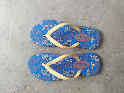Blue Printed Slipper - Rubber & Straw Materials | Unisex Design with Durable Rubber Outsole for Comfortable Wear