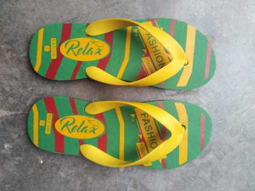 Green Printed Slipper - Rubber & Straw Materials | Unisex Design, Durable Rubber Outsole, Comfortable Fit