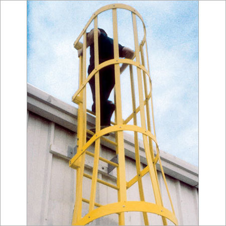 Compact Design And Crack Proof Grp Safety Caged Ladders