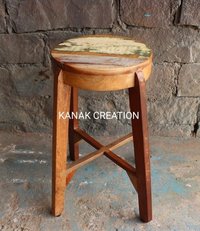 Reclaimed Wood Stool Round Mid century modern