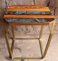 Side table with reclaimed seat top