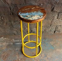 Industrial Round Stool with reclaimed wood top