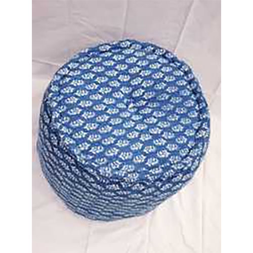 Indigo Blue Hand Block Print Pouf With Cotton Filling Ottoman