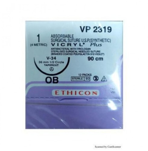 Ethicon Synthetic Absorbable Coated Vicryl Plus Antibacterial Sutures VP2319)