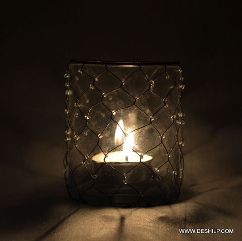 Hand Decor Glass Candle Holder for decoration
