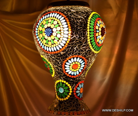 Brown And Multicolor Mosaic Handmade Glass Wall Hanging