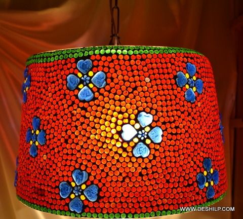 Orange Mosaic Glass Home Decor Wall Hanging