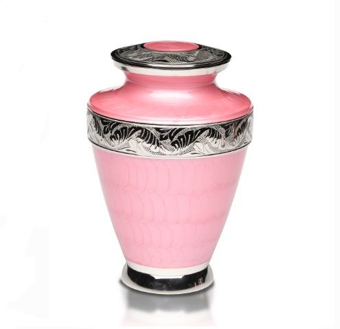 Elegant Pink Enamel & Nickel Cremation Urn