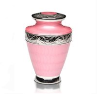 Elegant Pink Enamel & Nickel Cremation Urn