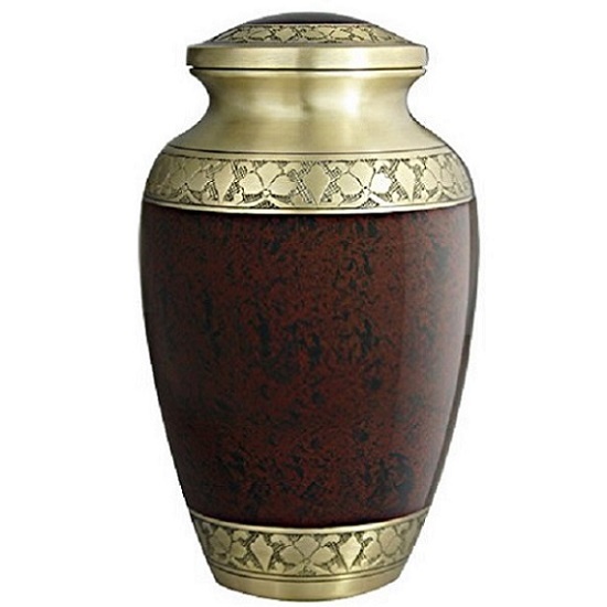 Mother of Pearl Cremation Urn in Brass with Nickel