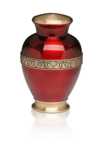 New Vibrant Cherry Red Brass Cremation Urn -Adult