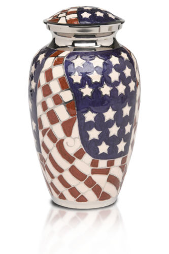 New Patriotic Red,White & Blue American Flag Cremation Urn