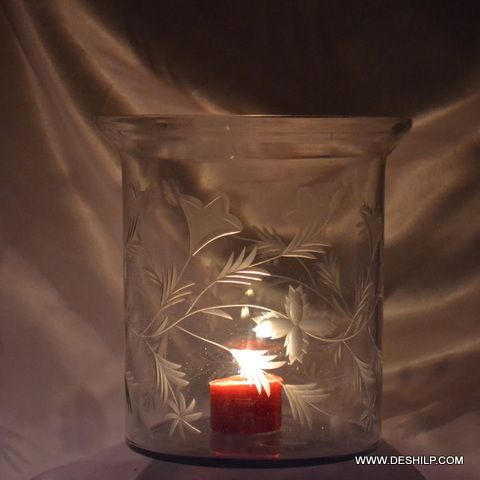 Cutting Glass Hurricane Candle Holder