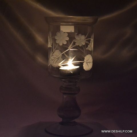 Cutting Glass Antique Hurricane Candle